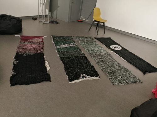 Amy Chen´s e-textiles works during installation
